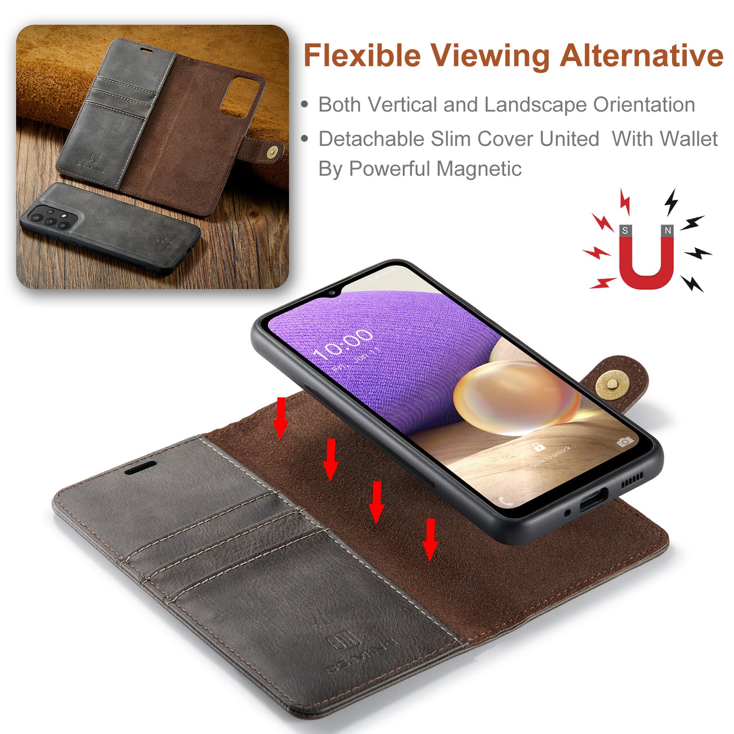 Wallet Detachable 2 In 1 Buckle Galaxy A33 Case Magnetic