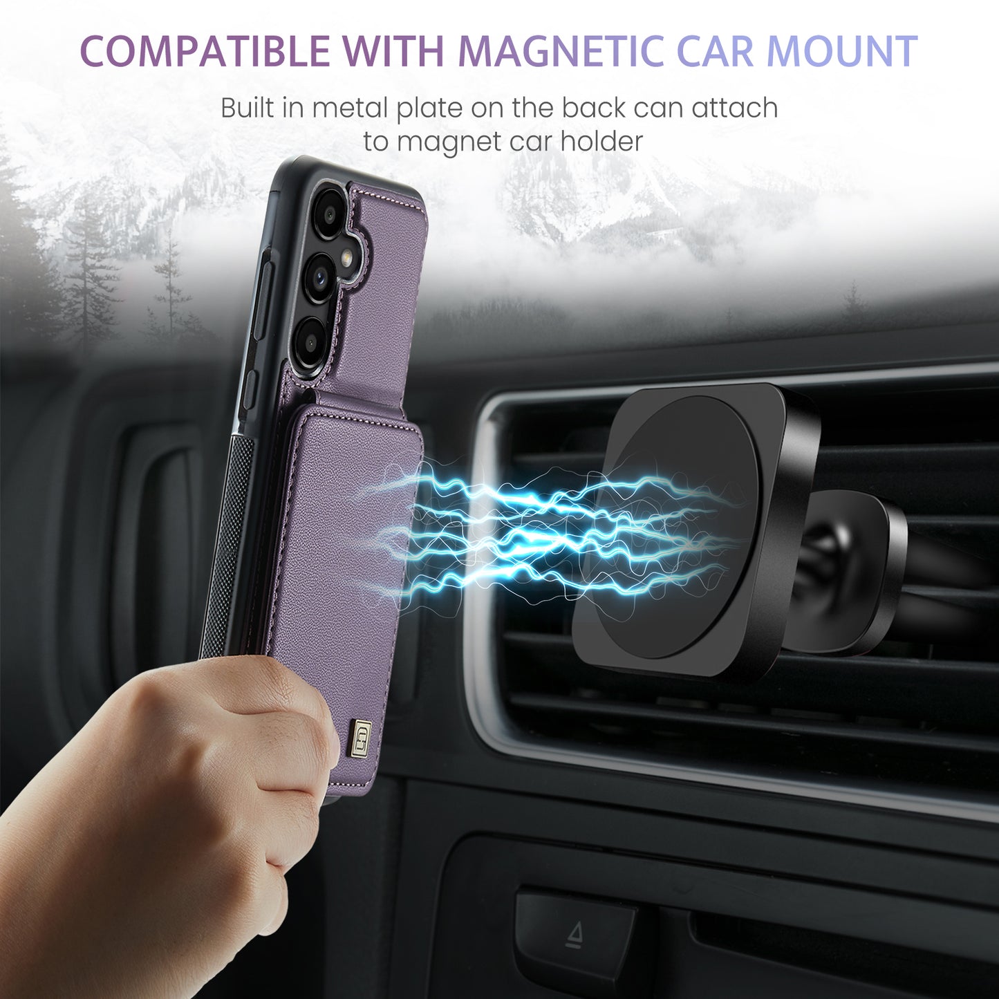 Multiple Card Slots Galaxy A35 Case Magnetic Car Mount