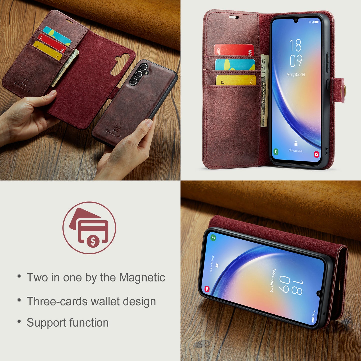 Wallet Detachable 2 In 1 Buckle Galaxy A34 Case Magnetic