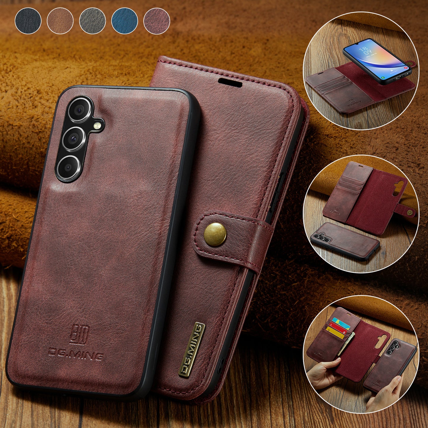 Wallet Detachable 2 In 1 Buckle Galaxy A34 Case Magnetic