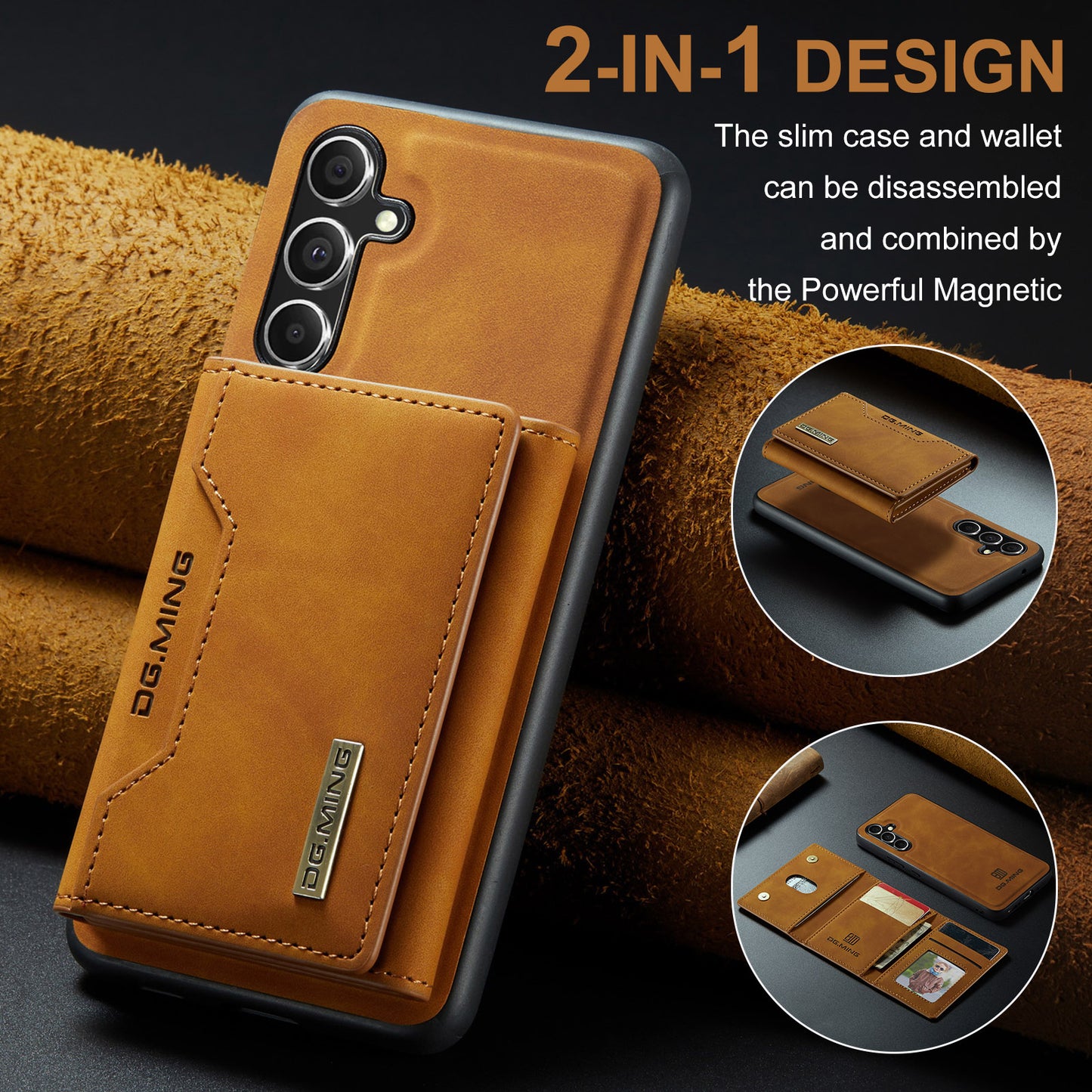 Retro Detachable Fold Card Holder Galaxy A34 Case Magnetic Clip