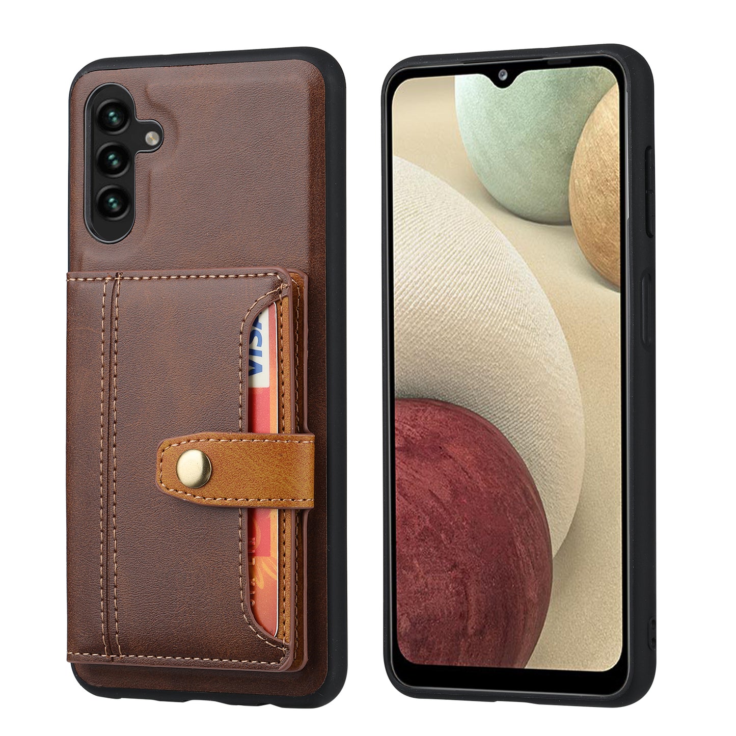 Buckle Retro Leather Galaxy A34 Case Stand Multi-card Slots