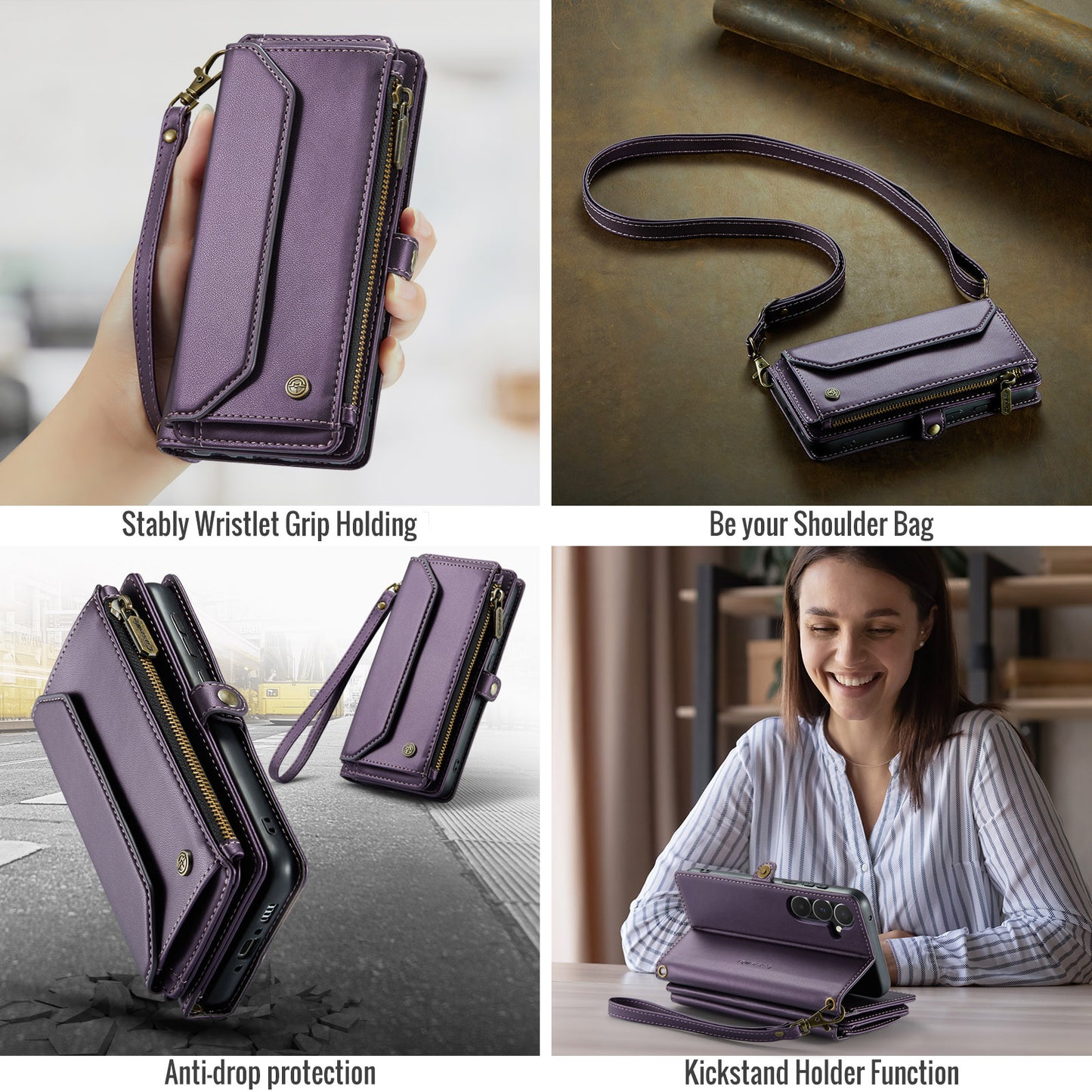 Women Shoulder Bag Samsung Galaxy A35 Case Card Slots Buckle Pockets