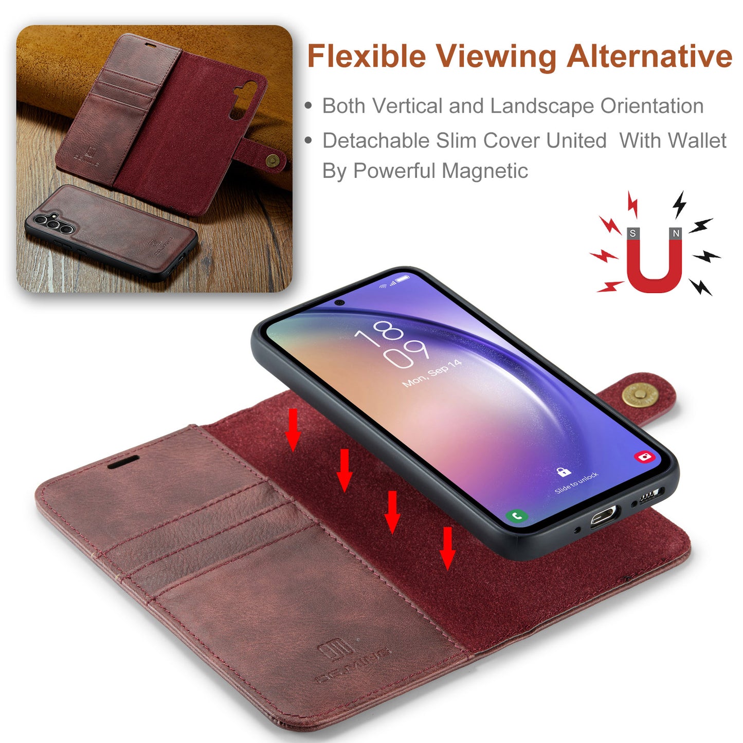 Wallet Detachable 2 In 1 Buckle Galaxy A35 Case Magnetic