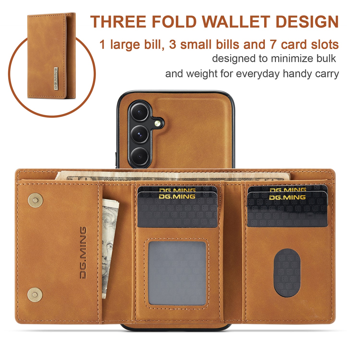 Retro Detachable Fold Wallet Galaxy A35 Case Magnetic Clip