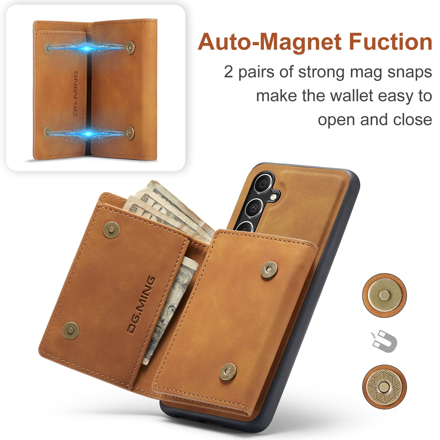 Retro Detachable Fold Wallet Galaxy A35 Case Magnetic Clip