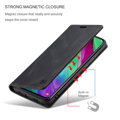 Luxury Retro Leather Galaxy A40 Case Magnetic Buckle RFID