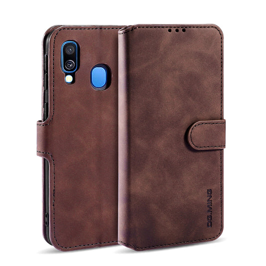 Retro Leather Edge Galaxy A40s Case with Hand Strap