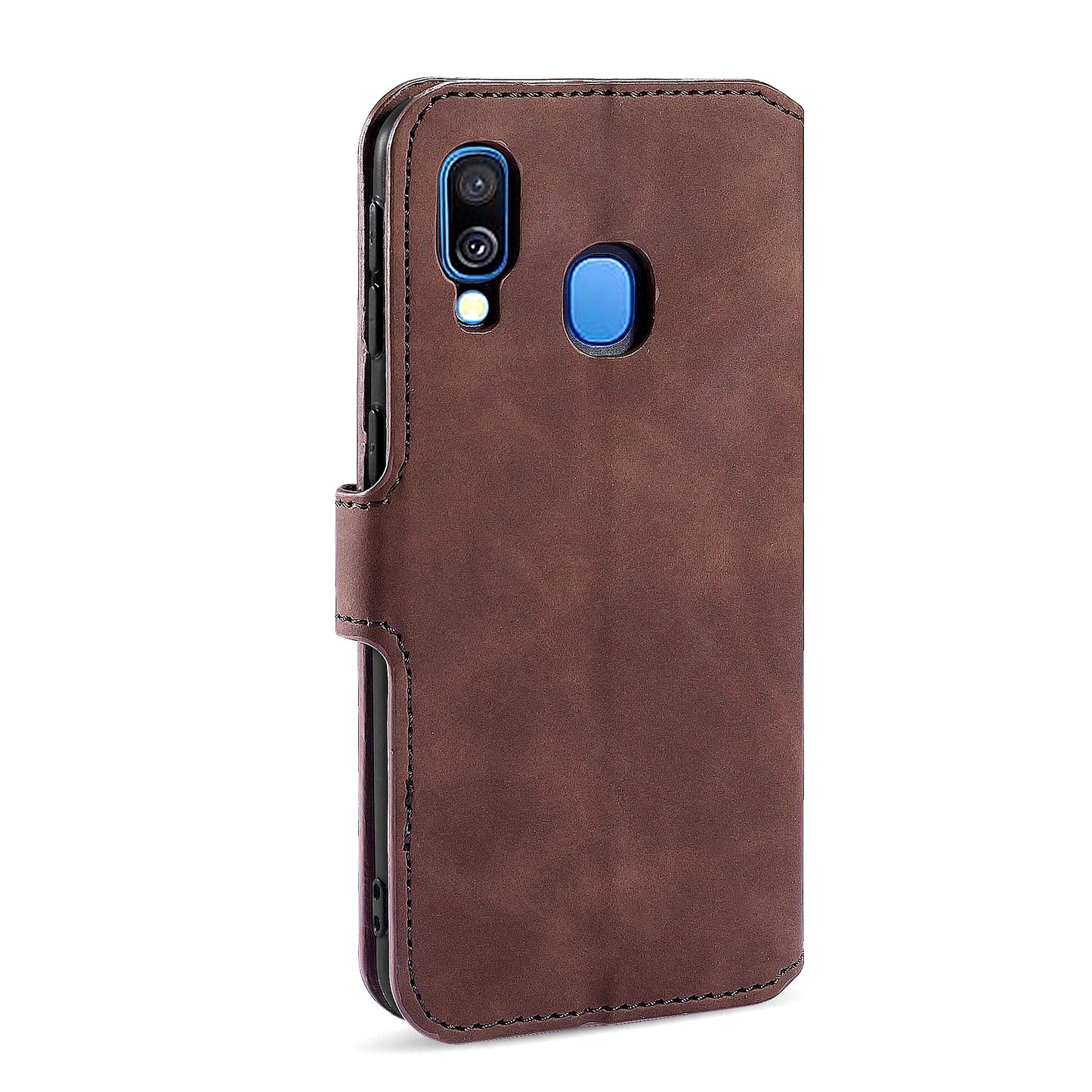 Retro Leather Edge Galaxy A40s Case with Hand Strap