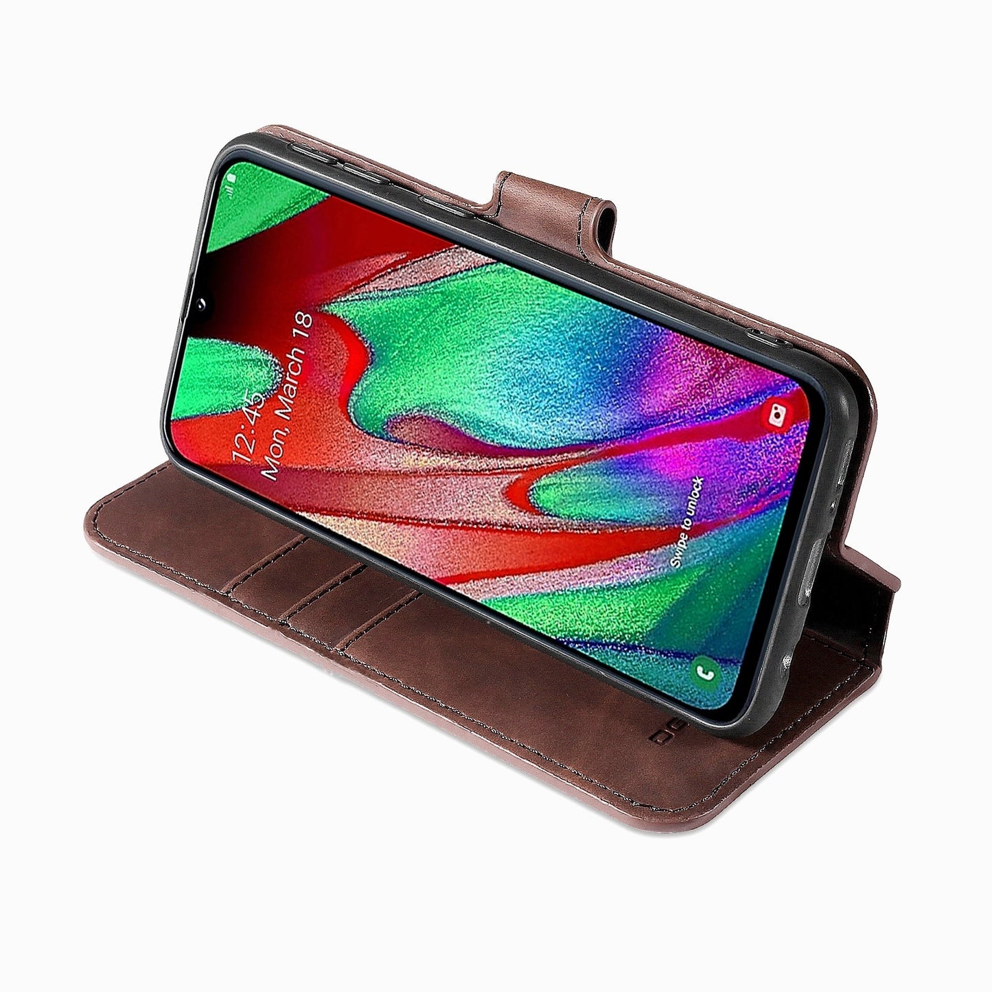 Retro Leather Edge Galaxy A40s Case with Hand Strap