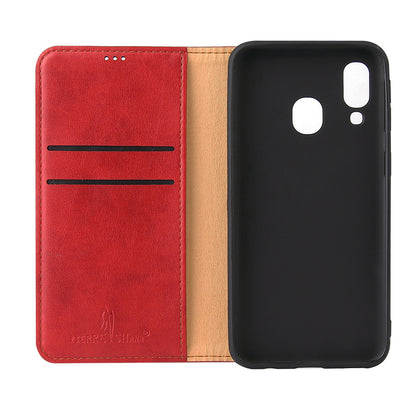 PU Leather Galaxy A40 Case Wallet Stand Texture Deluxe