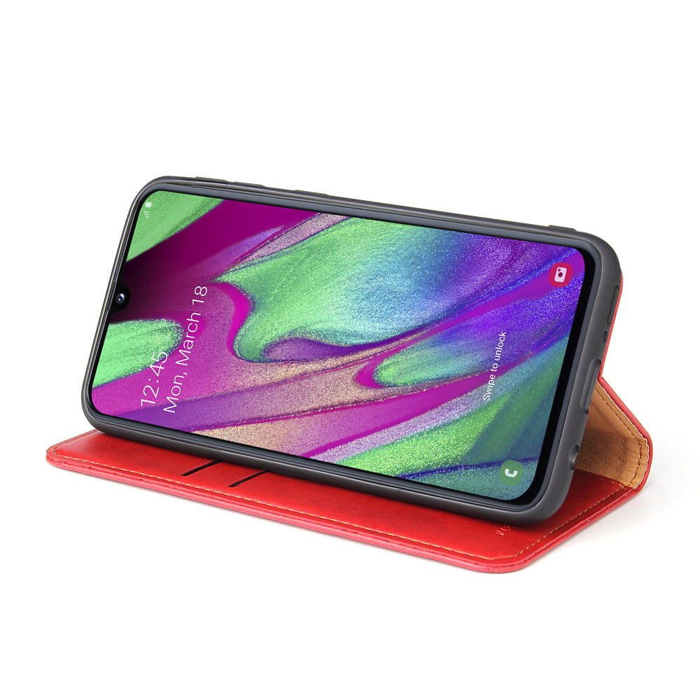 PU Leather Galaxy A40 Case Wallet Stand Texture Deluxe