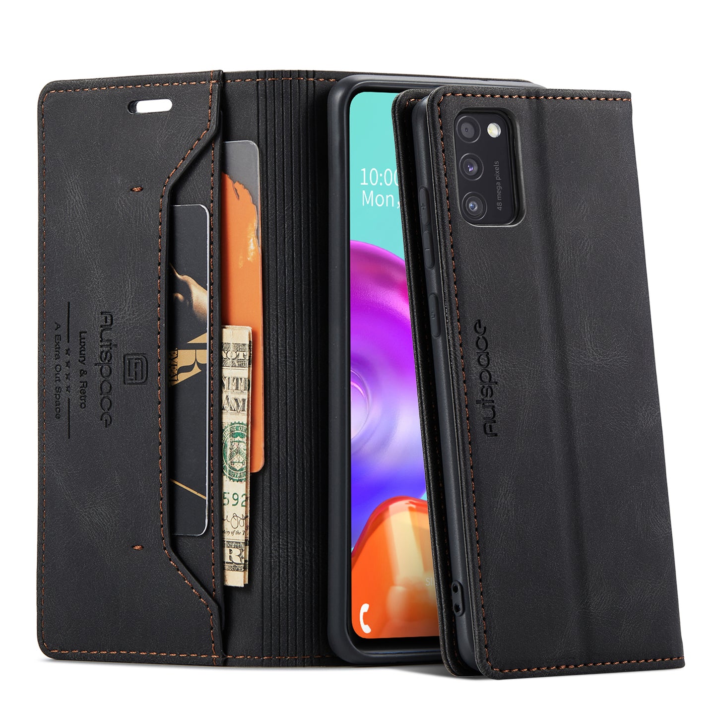 Luxury Retro Leather Galaxy A41s Case Magnetic Buckle RFID