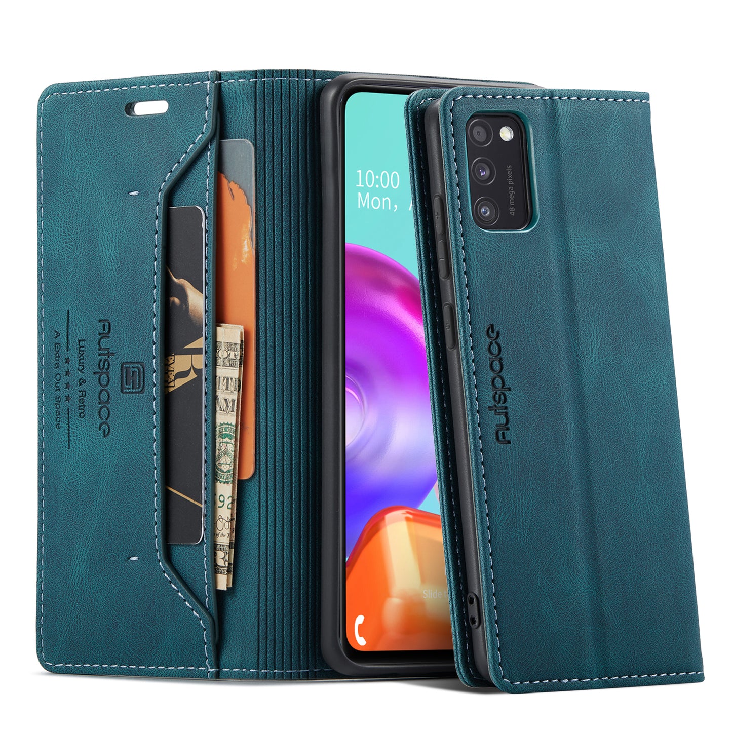 Luxury Retro Leather Galaxy A41 Case Magnetic Buckle RFID