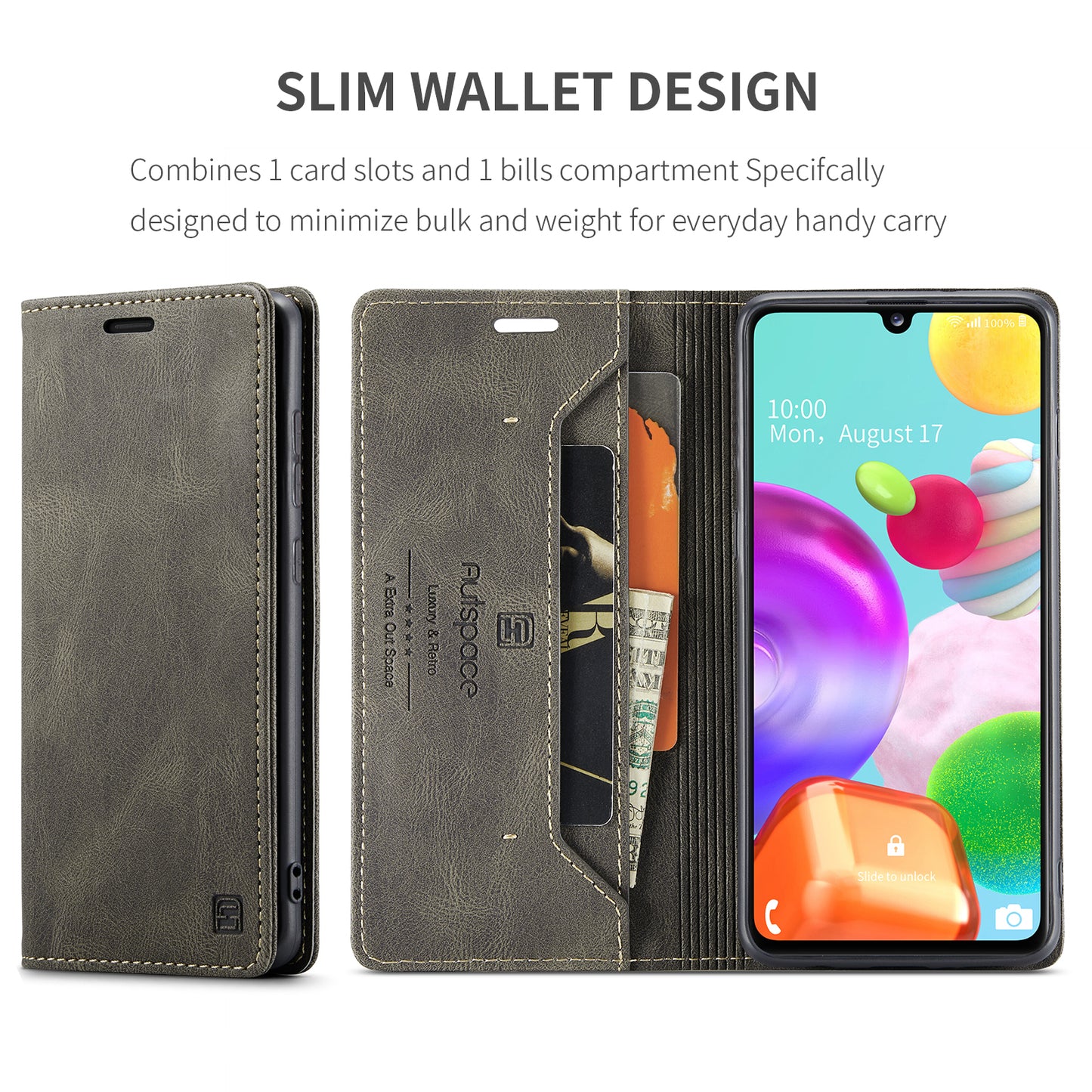 Luxury Retro Leather Galaxy A41 Case Magnetic Buckle RFID