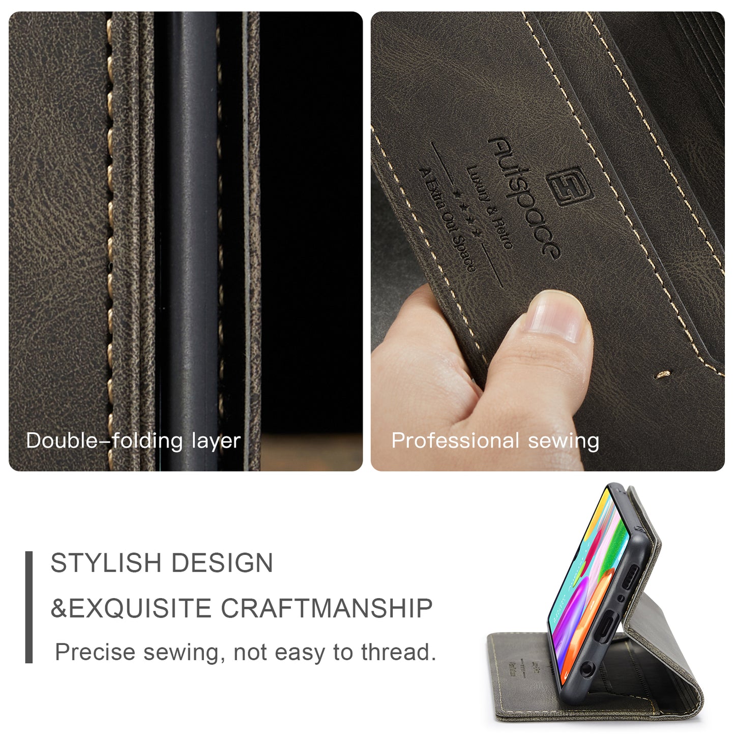 Luxury Retro Leather Galaxy A41s Case Magnetic Buckle RFID