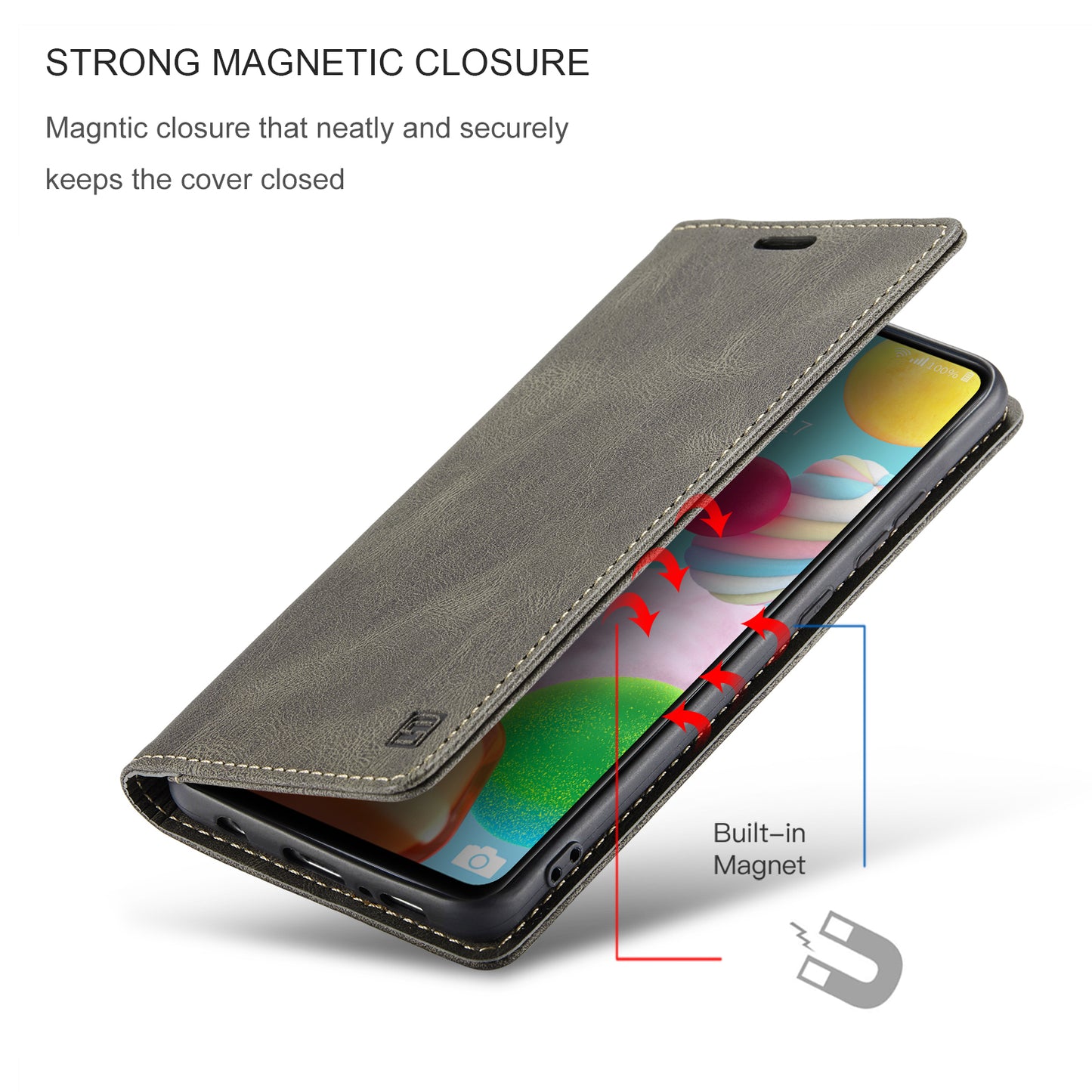 Luxury Retro Leather Galaxy A41 Case Magnetic Buckle RFID