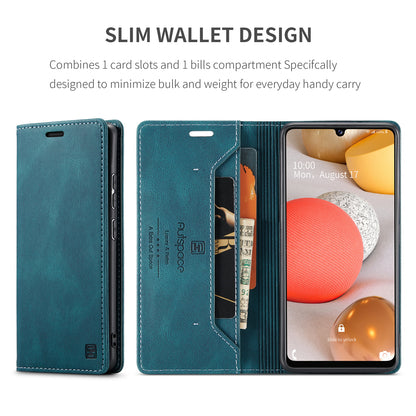 Luxury Retro Leather Galaxy A42 Case Magnetic Buckle RFID