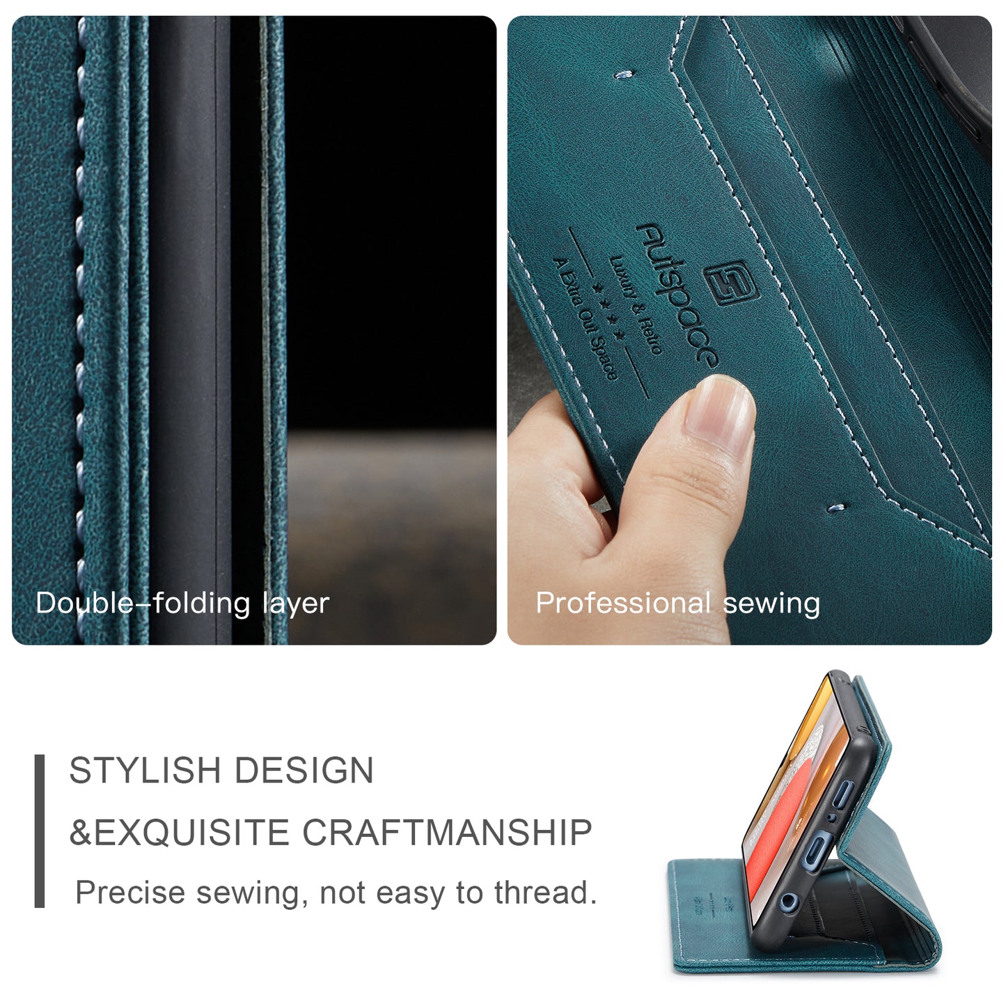 Luxury Retro Leather Galaxy A42 Case Magnetic Buckle RFID