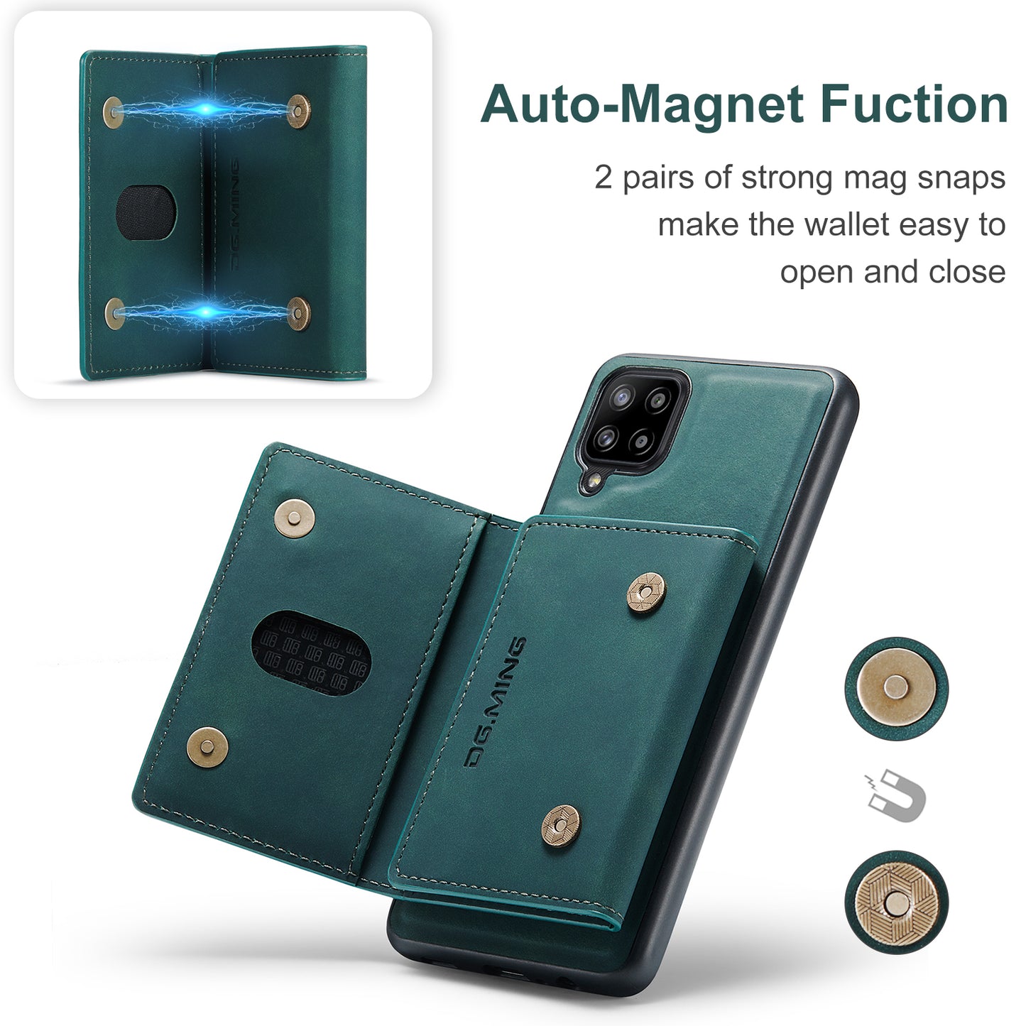 Retro Detachable Fold Card Holder Galaxy A42 Case Magnetic Clip