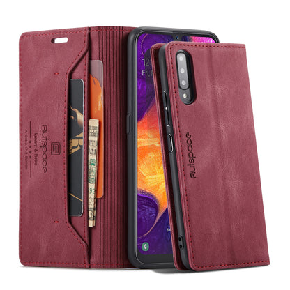 Luxury Retro Leather Galaxy A50s Case Magnetic Buckle RFID