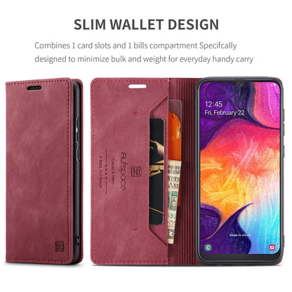 Luxury Retro Leather Galaxy A50s Case Magnetic Buckle RFID