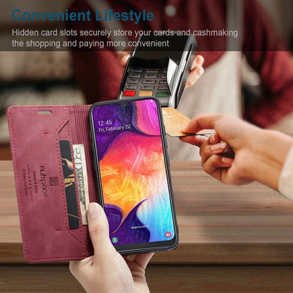 Luxury Retro Leather Galaxy A50s Case Magnetic Buckle RFID