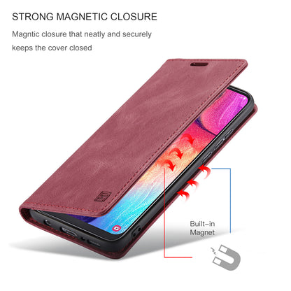 Luxury Retro Leather Galaxy A50s Case Magnetic Buckle RFID