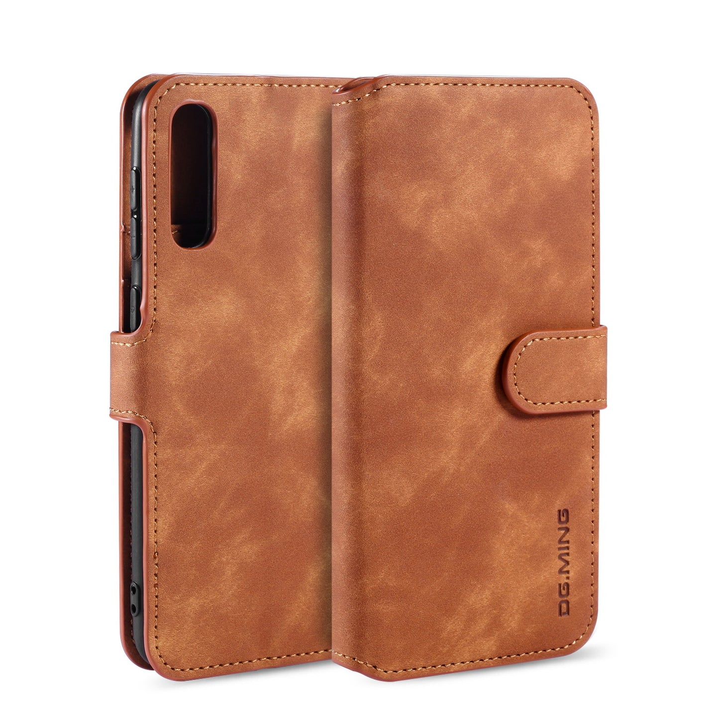 Retro Leather Edge Galaxy A50 Case with Hand Strap