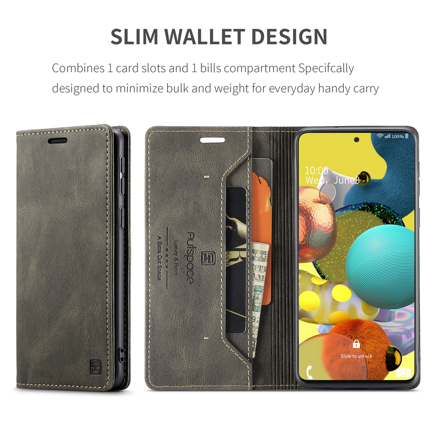 Luxury Retro Leather Galaxy A51 Case Magnetic Buckle RFID