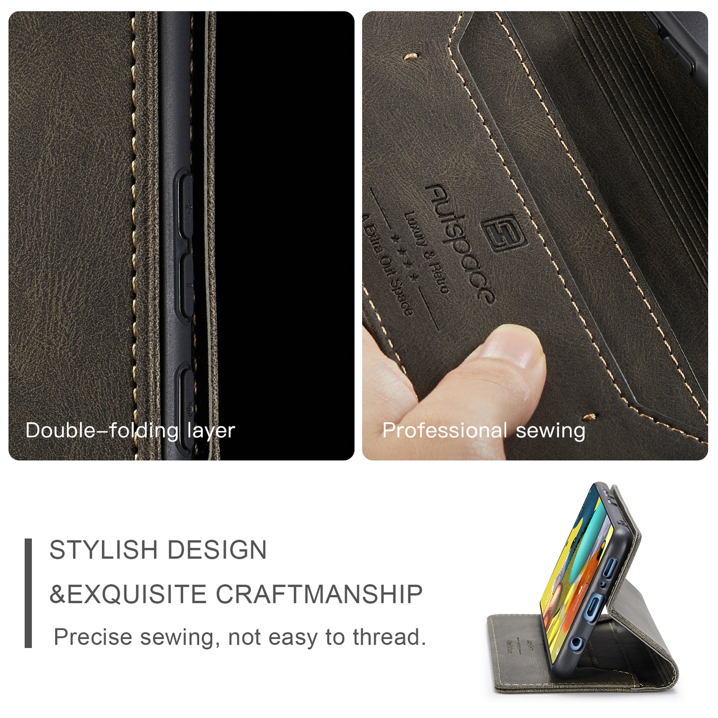 Luxury Retro Leather Galaxy A51 Case Magnetic Buckle RFID