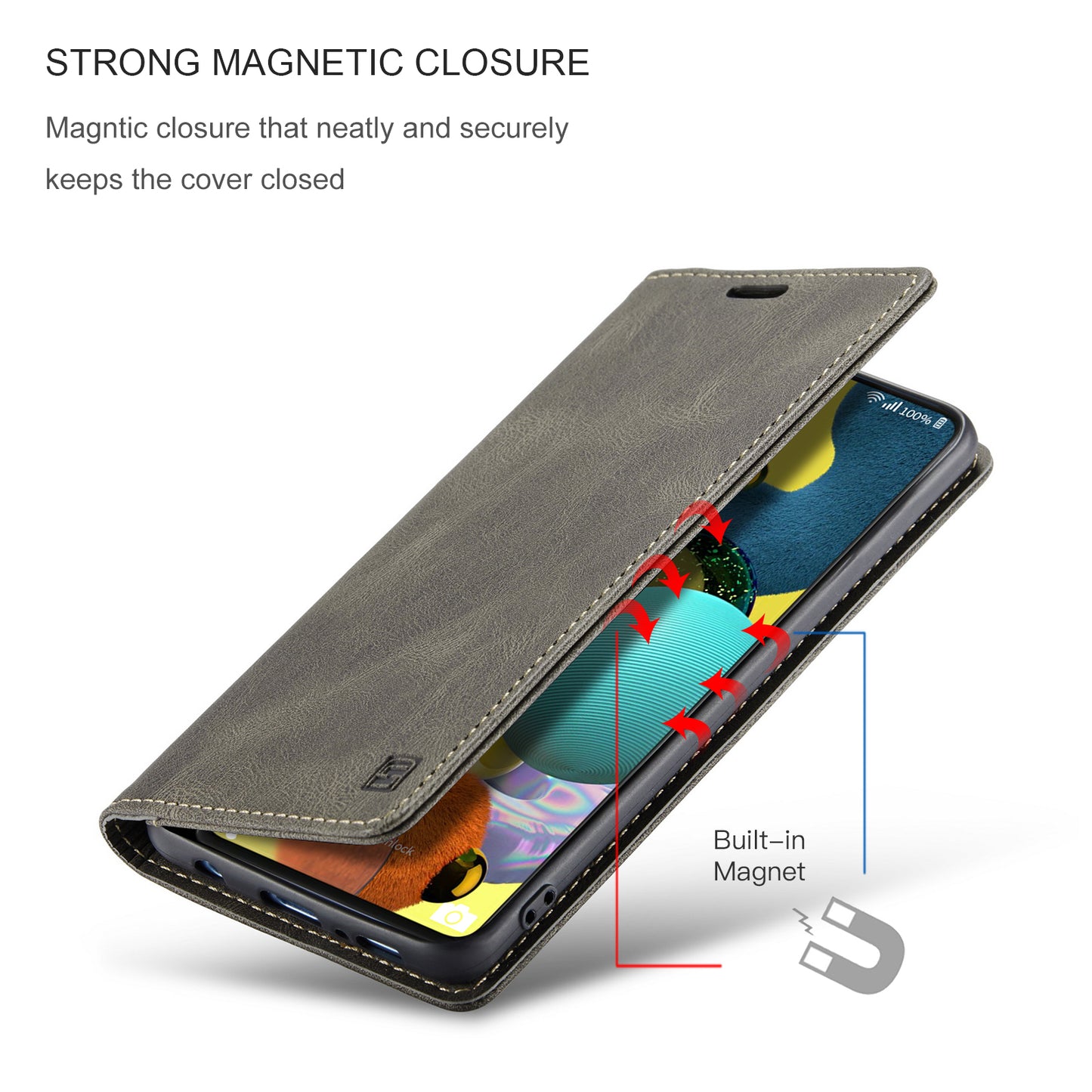 Luxury Retro Leather Galaxy A51 Case Magnetic Buckle RFID