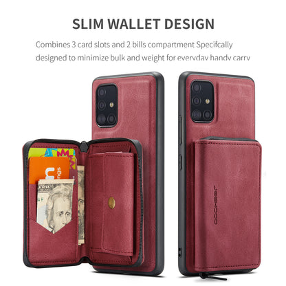 Magnetic Removable Zipper Wallet Galaxy A51 Case Leather Back