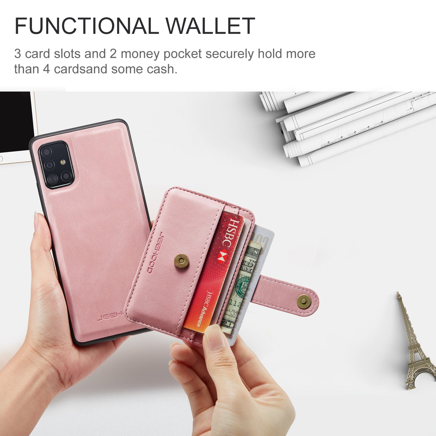 Powerful Magnetic Card Holder Galaxy A51 Case Detachable