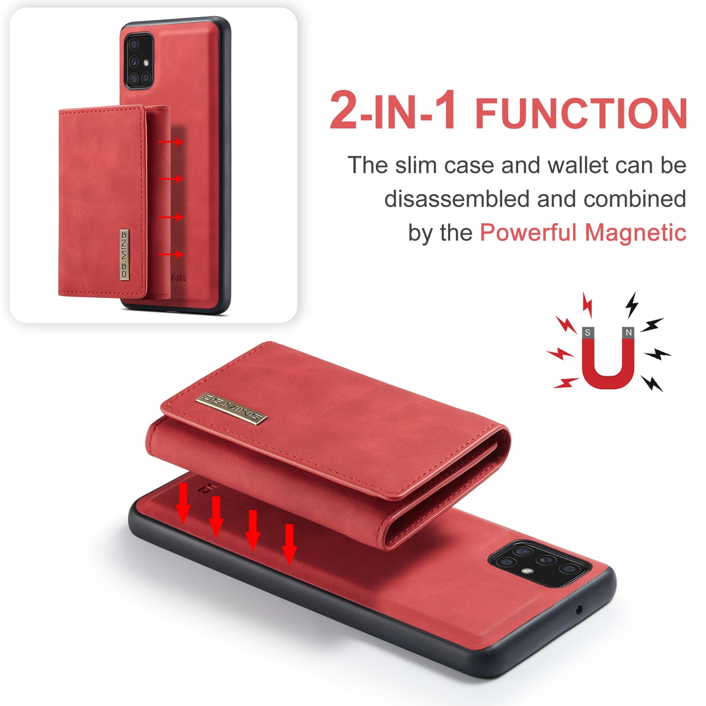 Retro Detachable Fold Wallet Galaxy A51 Case Magnetic Clip