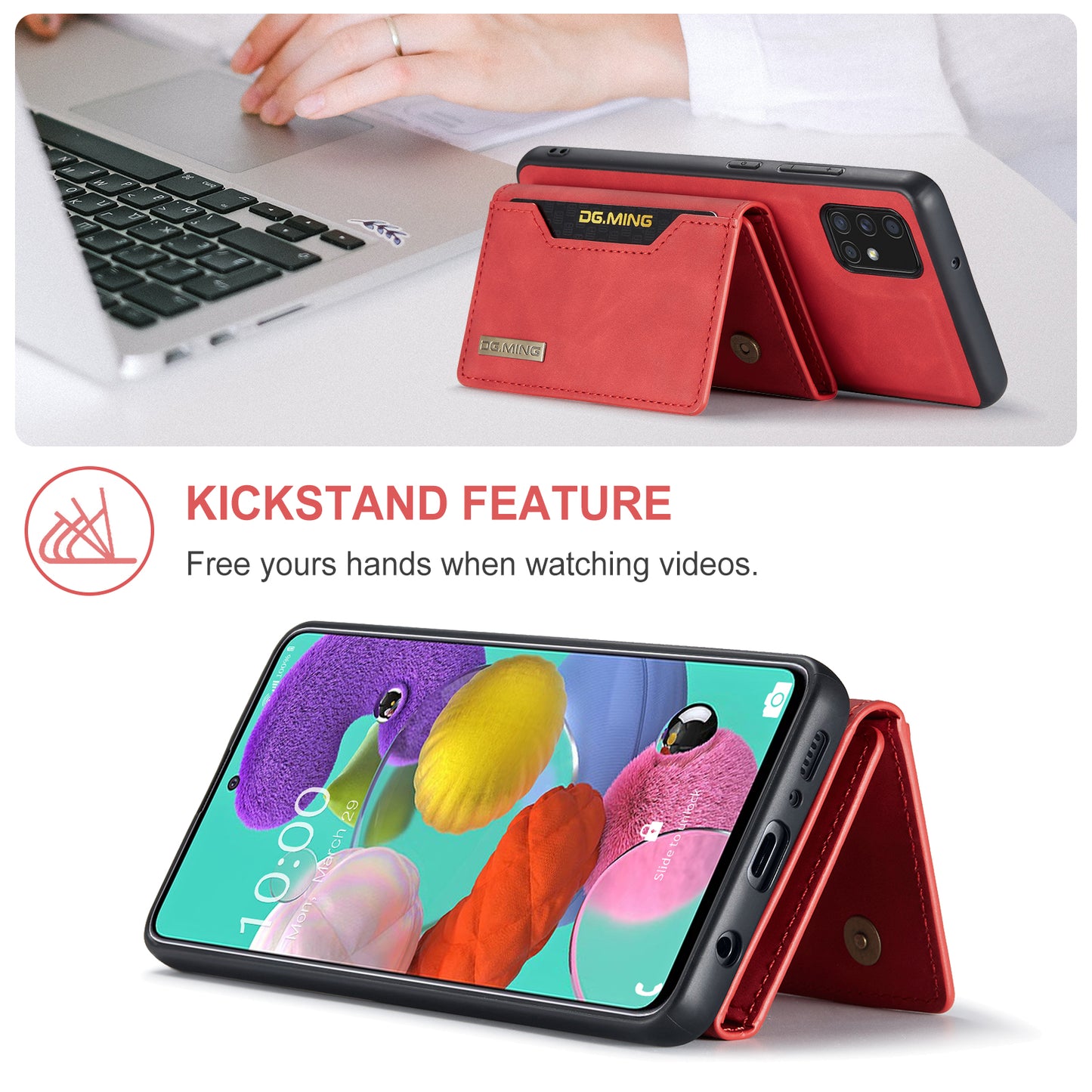 Retro Detachable Fold Card Holder Galaxy A51 Case Magnetic Clip