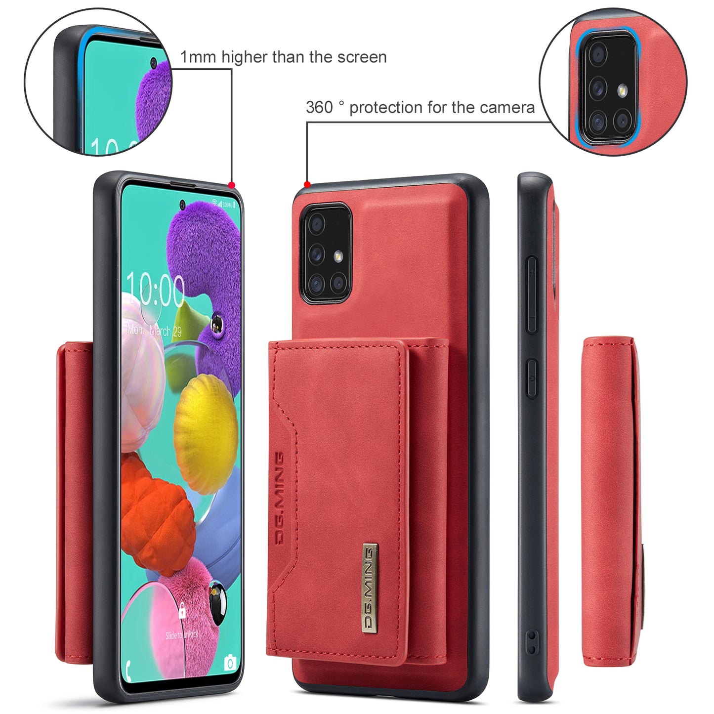 Retro Detachable Fold Card Holder Galaxy A51 Case Magnetic Clip