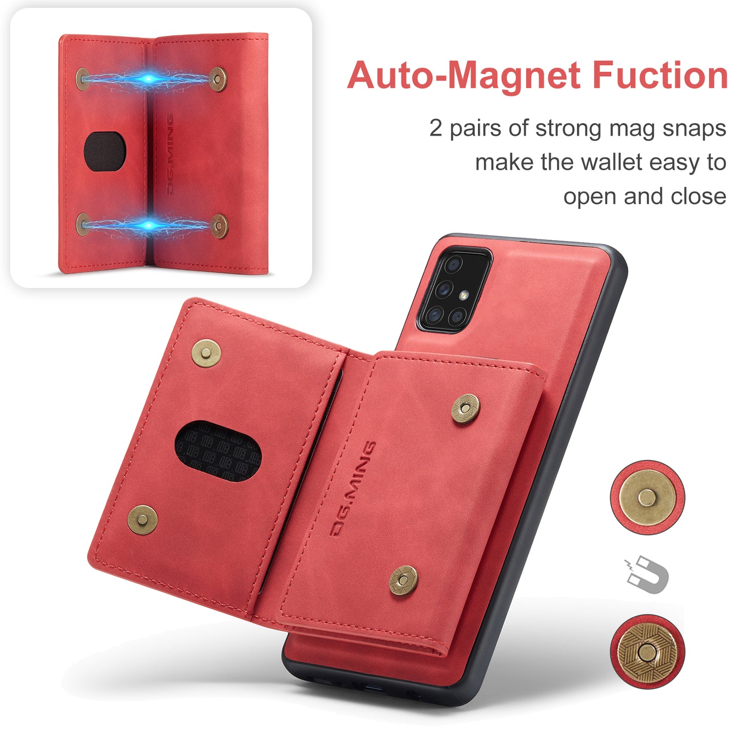 Retro Detachable Fold Card Holder Galaxy A51 Case Magnetic Clip