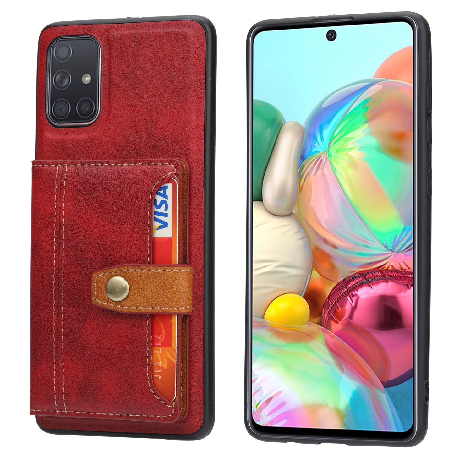 Buckle Retro Leather Galaxy A51 Case Stand Multi-card Slots