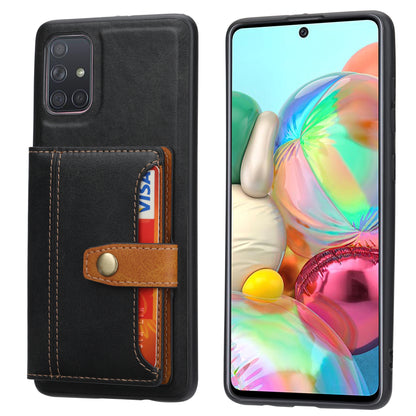 Buckle Retro Leather Galaxy A51 Case Stand Multi-card Slots