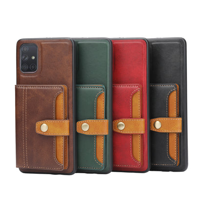 Buckle Retro Leather Galaxy A51 Case Stand Multi-card Slots