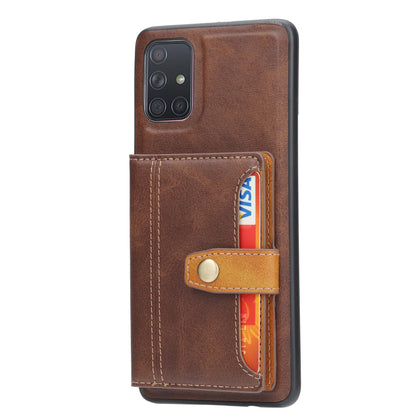 Buckle Retro Leather Galaxy A51 Case Stand Multi-card Slots