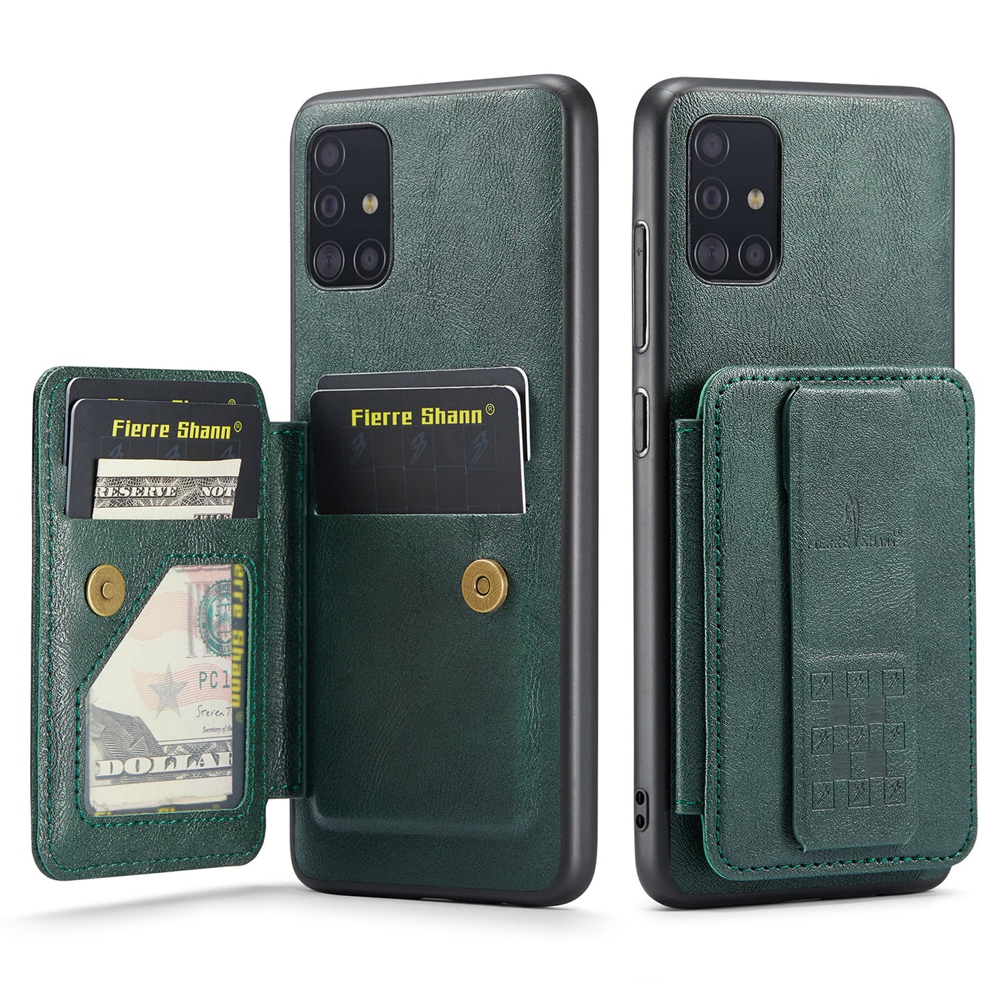 Oil Wax Leather Card Holder Galaxy A71 Case Finger Clip