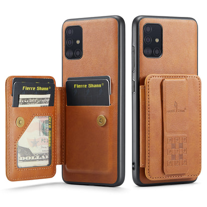 Oil Wax Leather Card Holder Galaxy A51 Case Finger Clip