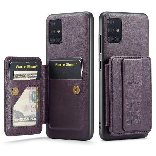 Oil Wax Leather Card Holder Galaxy A71 Case Finger Clip