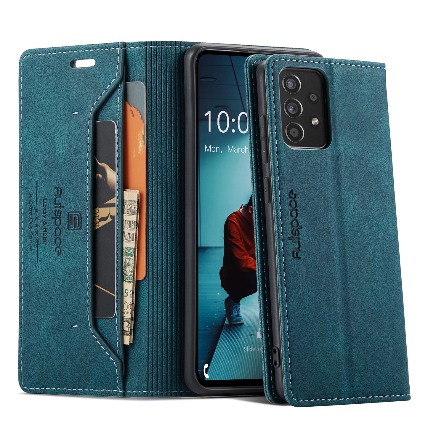 Luxury Retro Leather Galaxy A52 Case Magnetic Buckle RFID