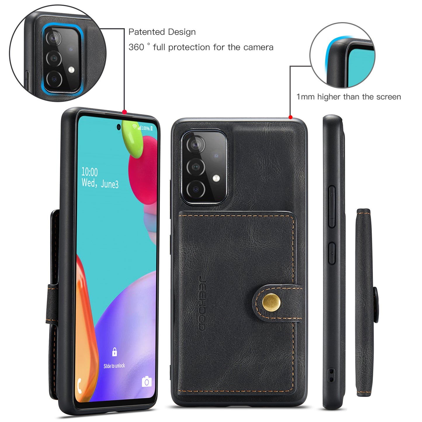 Magnetic Detachable Card Holder Galaxy A52 Case Leather Flip