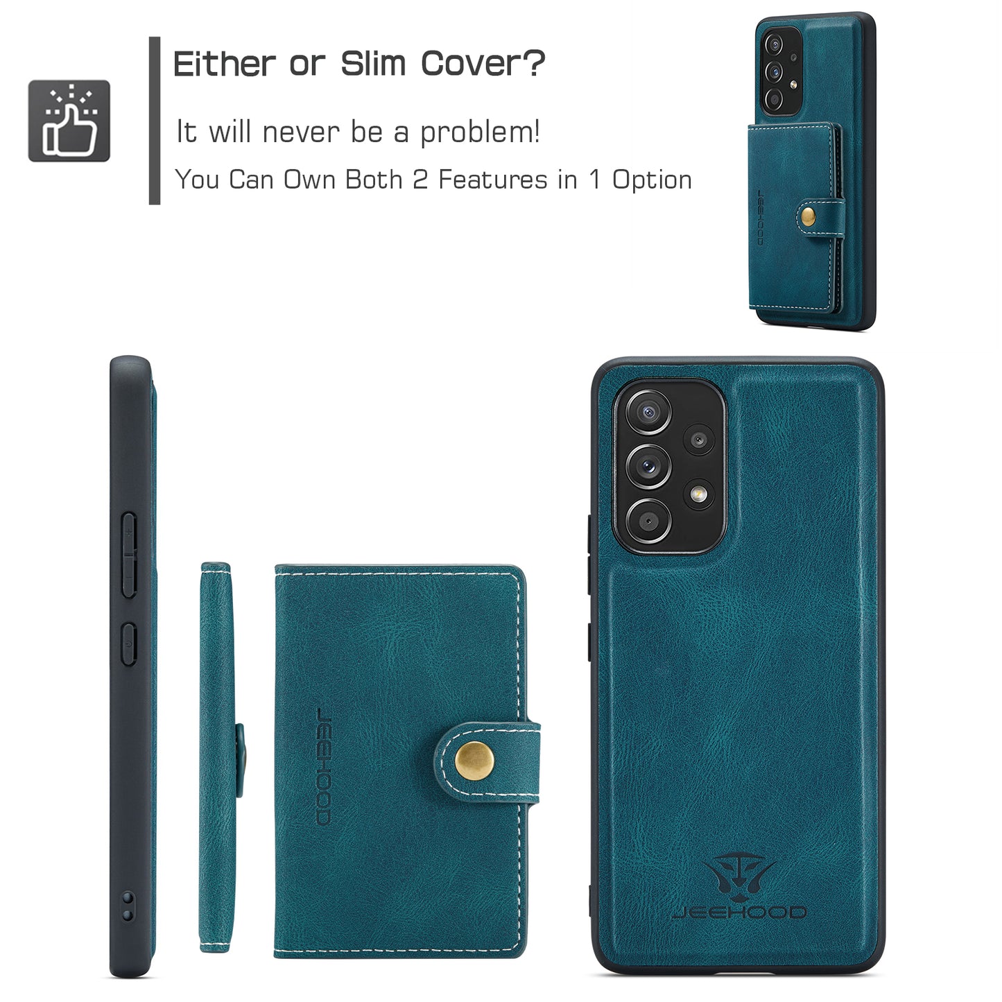 Magnetic Detachable Card Holder Galaxy A53 Case Leather Flip