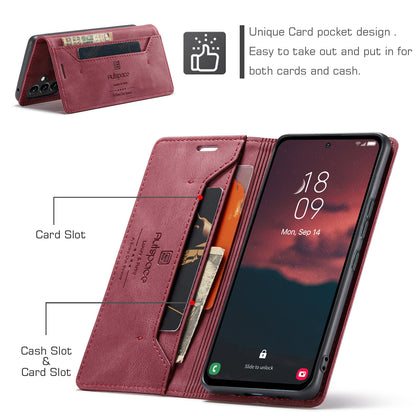 Luxury Retro Leather Galaxy A54 Case Magnetic Buckle RFID