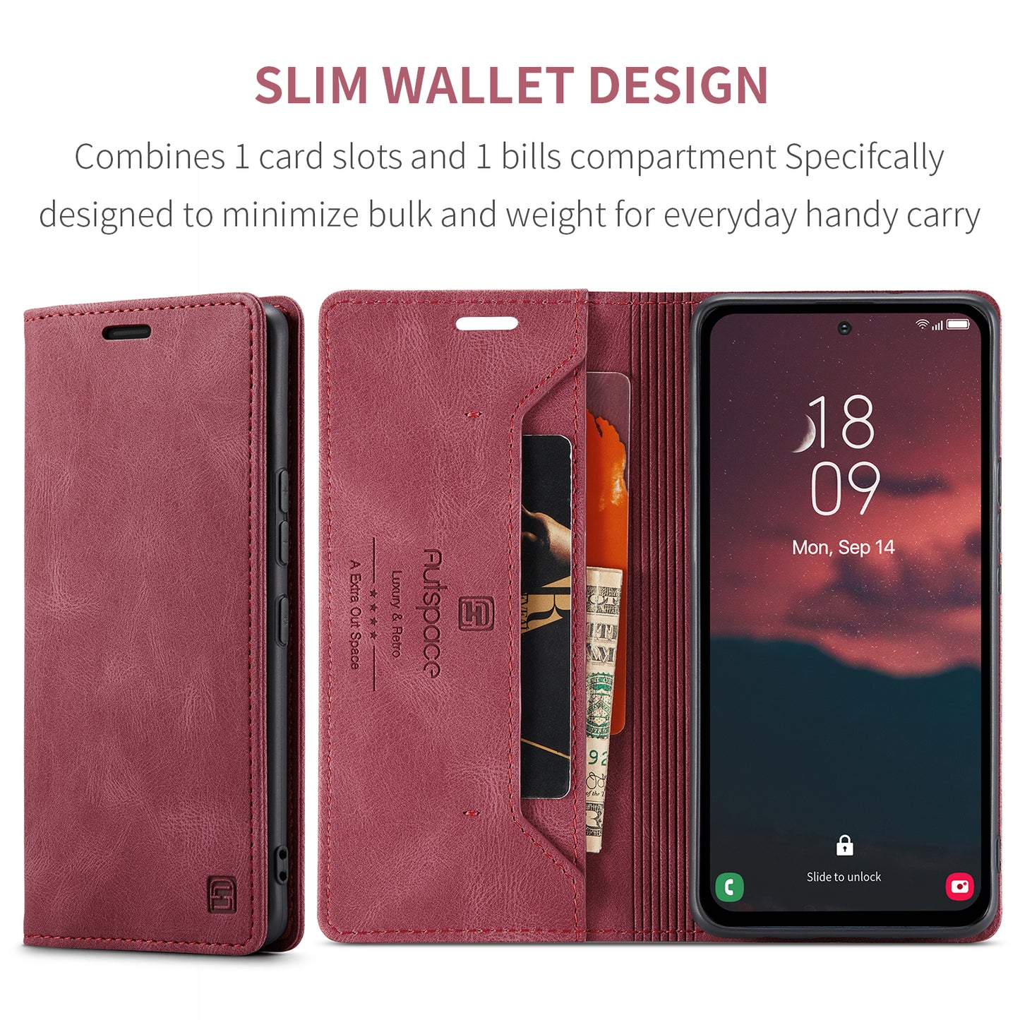 Luxury Retro Leather Galaxy A54 Case Magnetic Buckle RFID